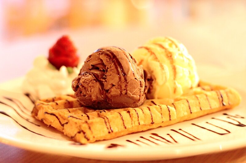 Waffle with Ice Cream — Brown
