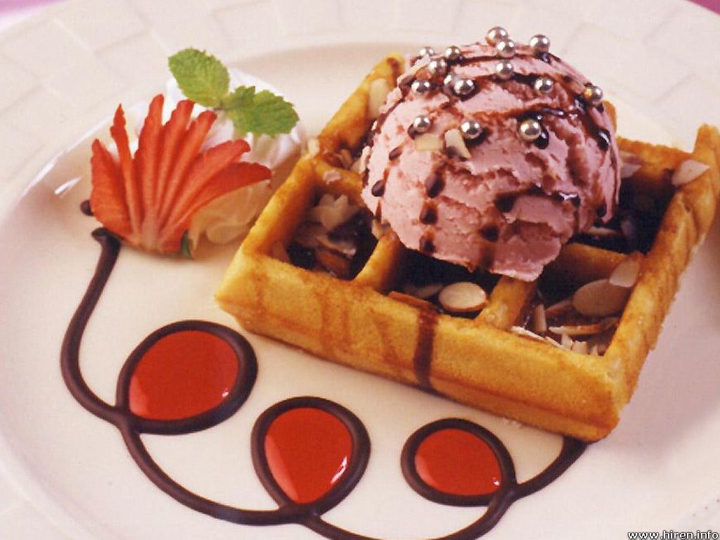 waffle with ice cream dessert
