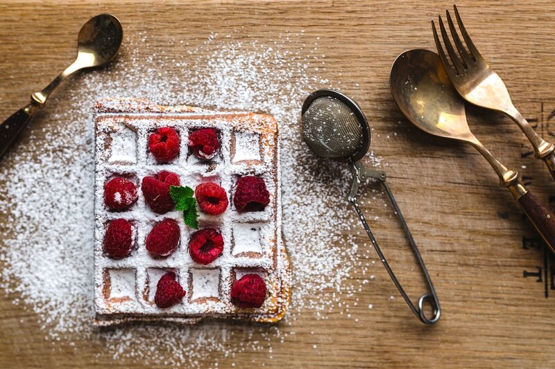 Waffle with Raspberries