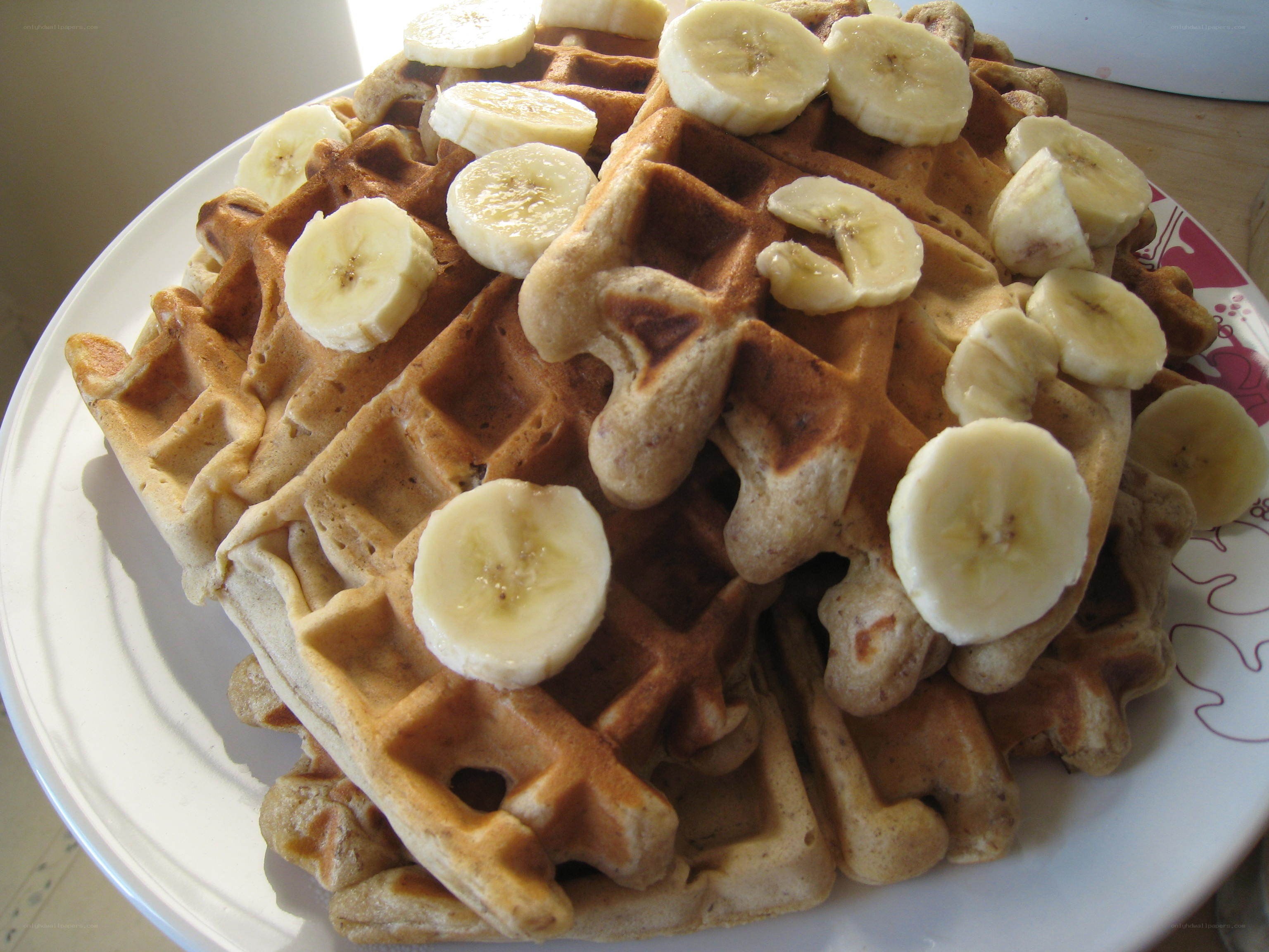 waffles with banana slices