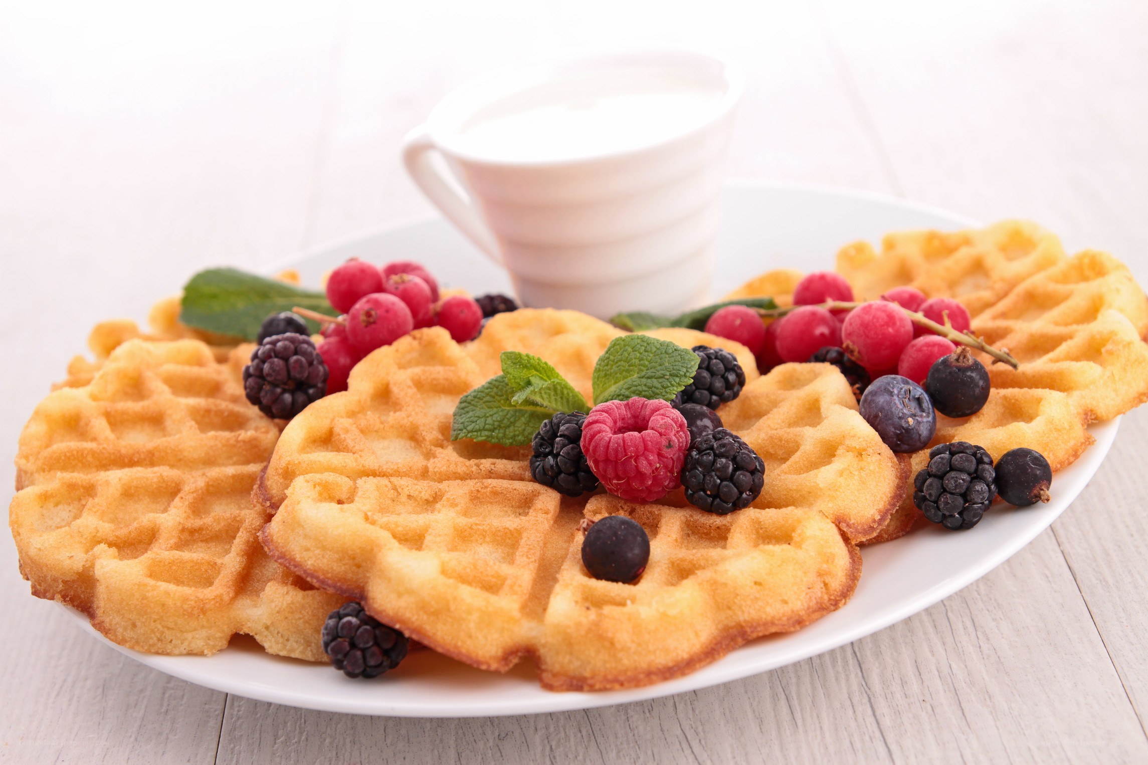 waffles with berries and cream