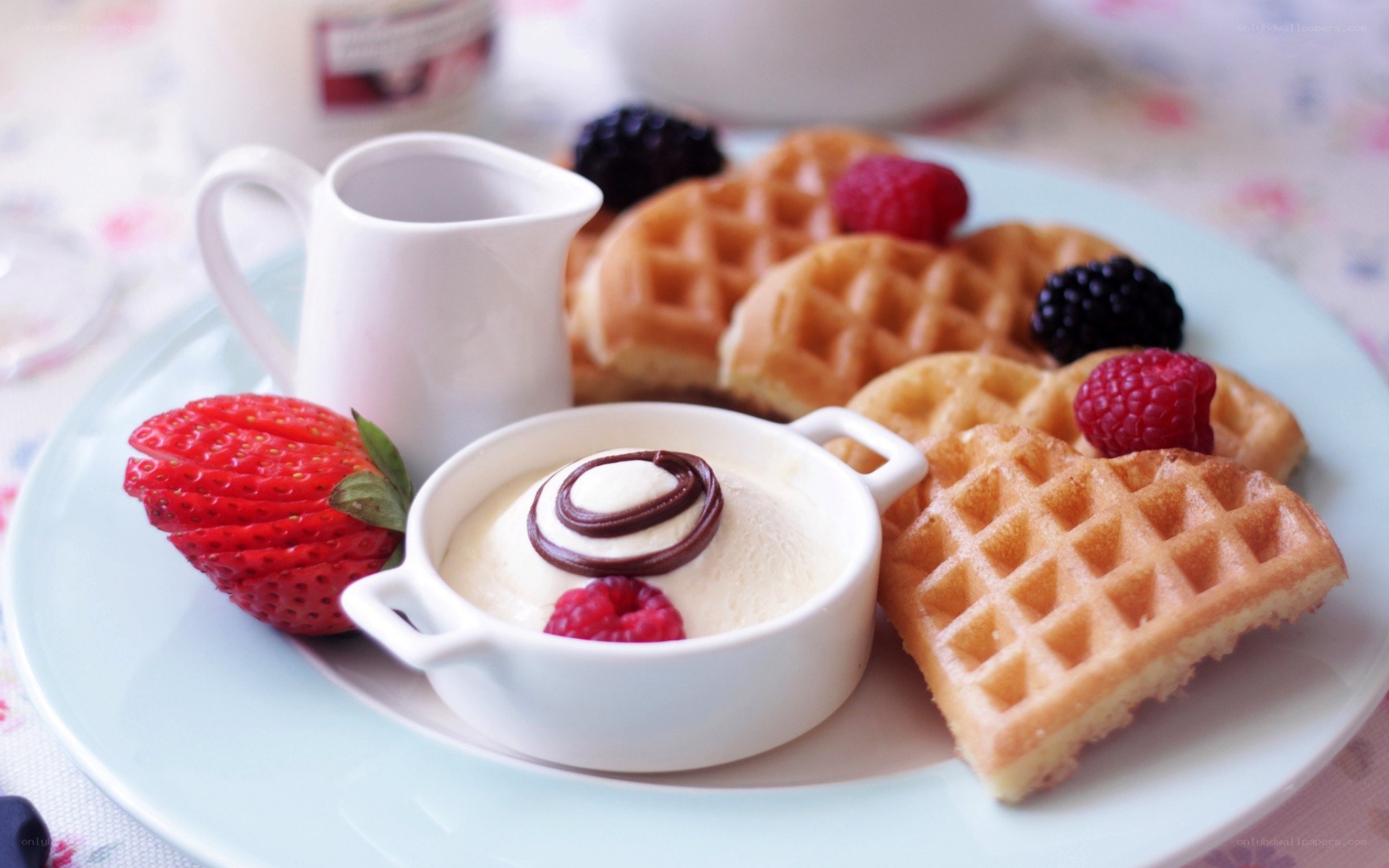 waffles with berries and cream