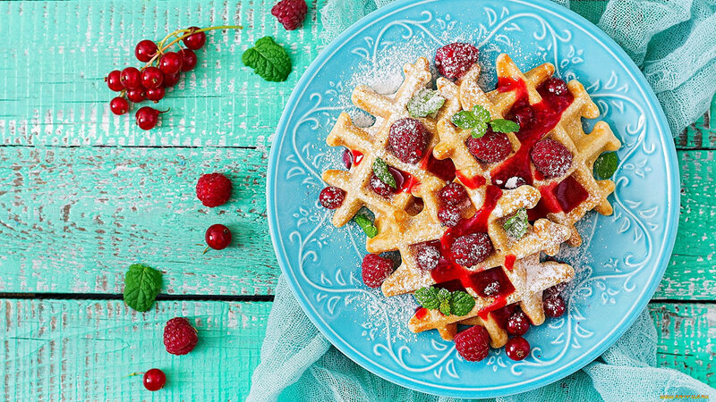 Waffles with Berries — Blue