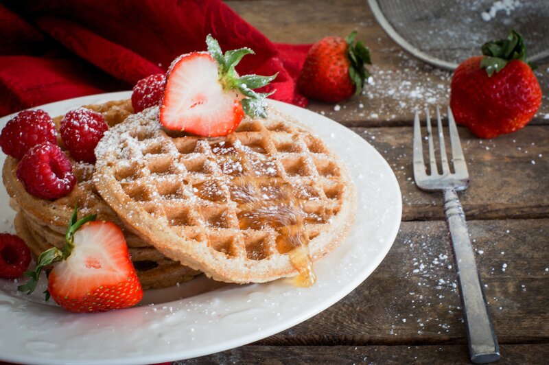 Waffles with Berries — Brown, Appetizing, Morning