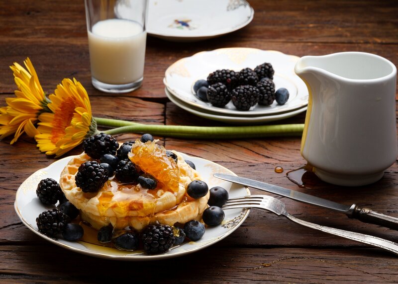 Waffles with Berries — Brown, Cozy