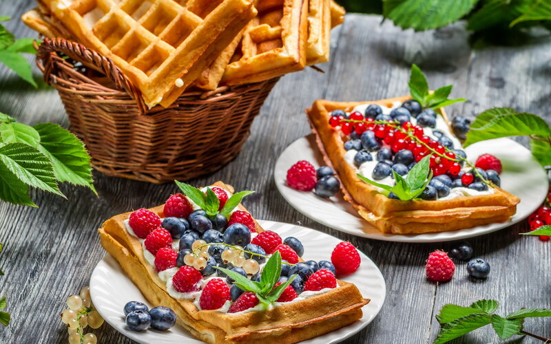 Waffles with Berries — Brown