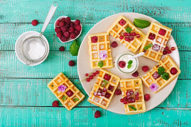 Waffles with Berries — Teal