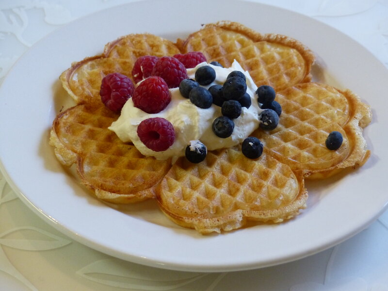 Waffles with Berries — White, Appetizing, Morning