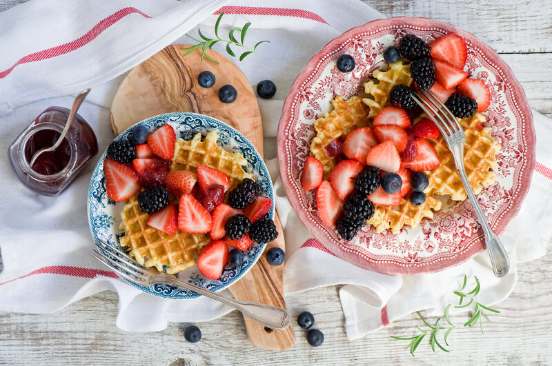 Waffles with Berries — White, Calm