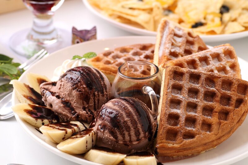 Waffles with Ice Cream — Brown