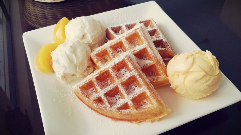 Waffles with Ice Cream — White
