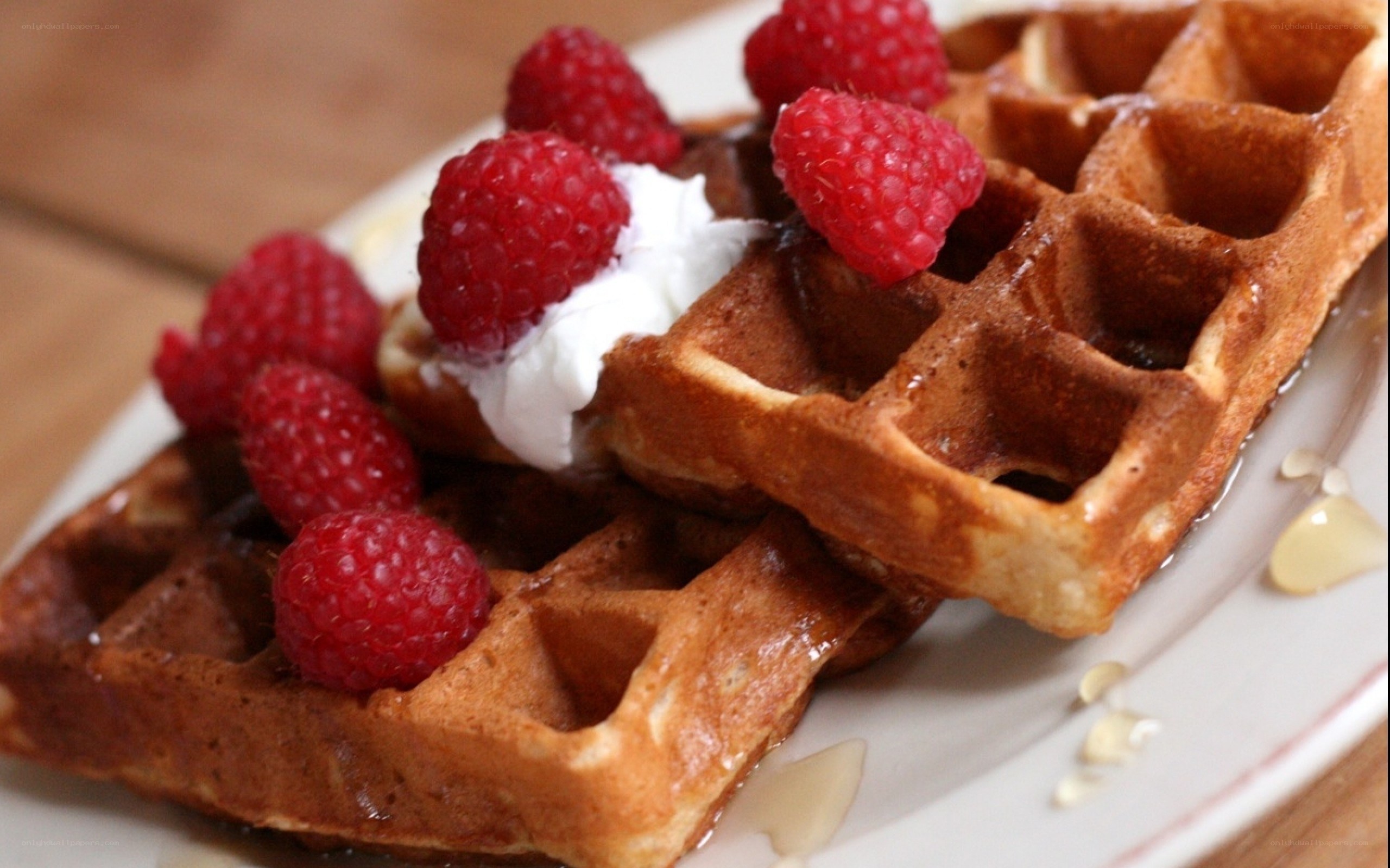 waffles with raspberries and cream