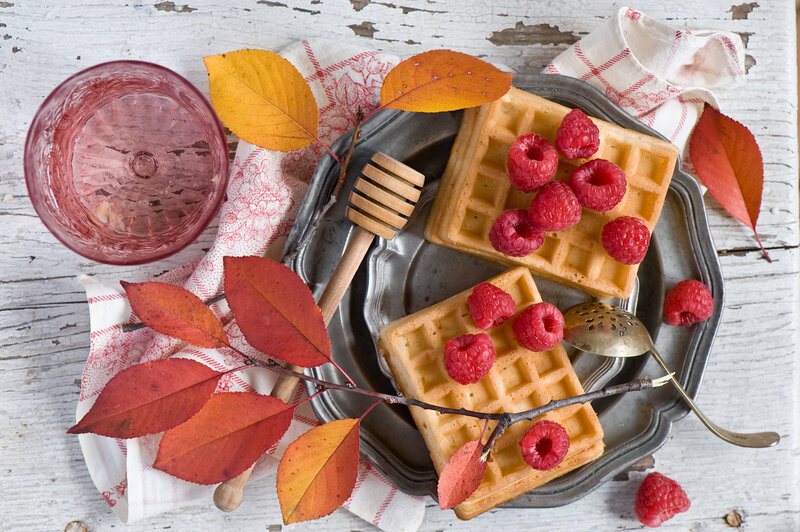 Waffles with Raspberries