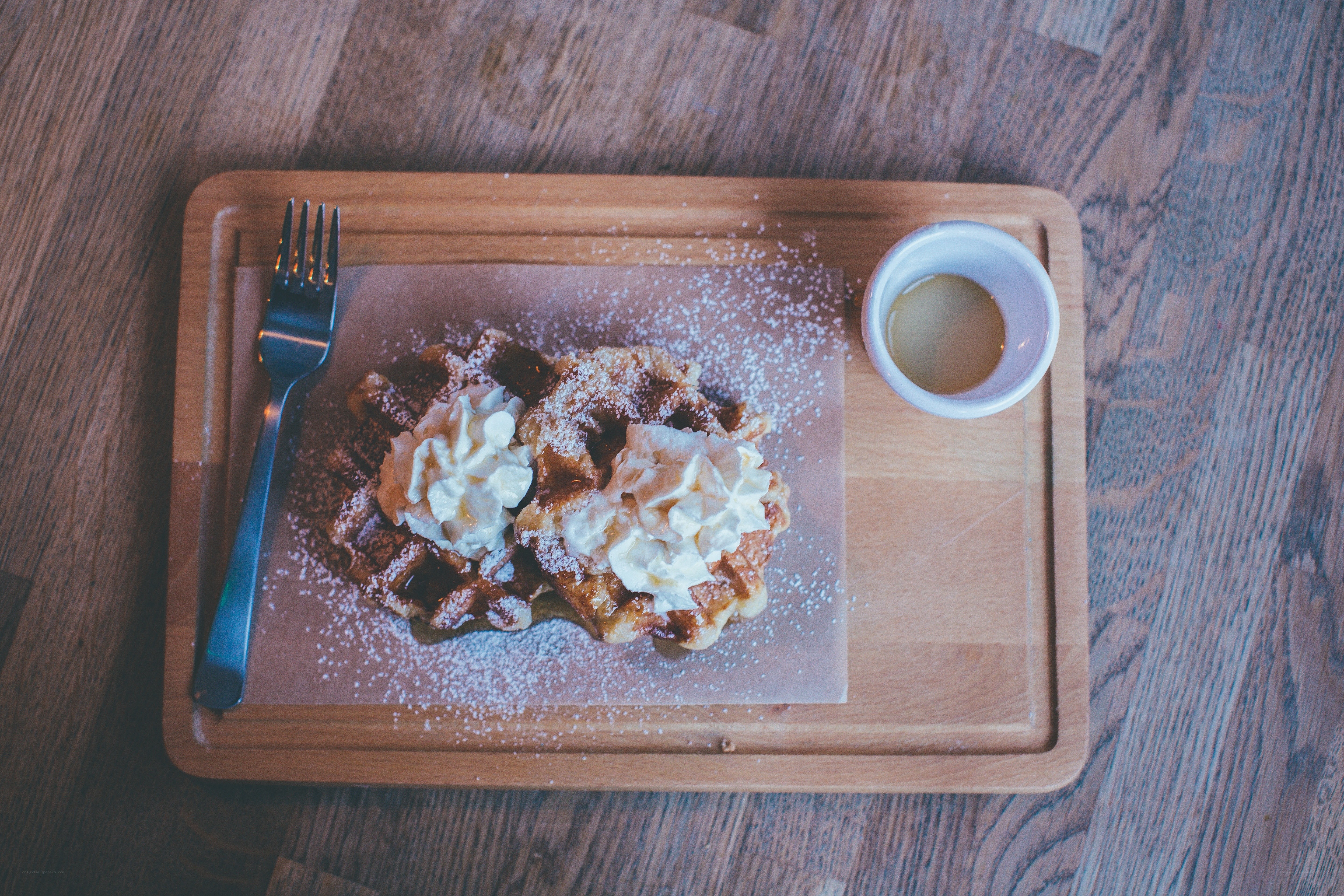 Waffles with whipped cream