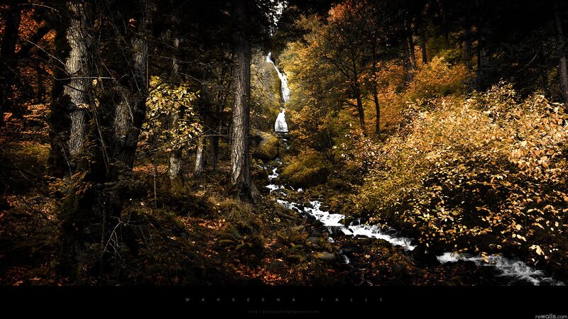 Wahkeena Falls in autumn