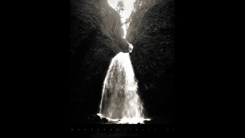 Wahkeena Falls in monochrome