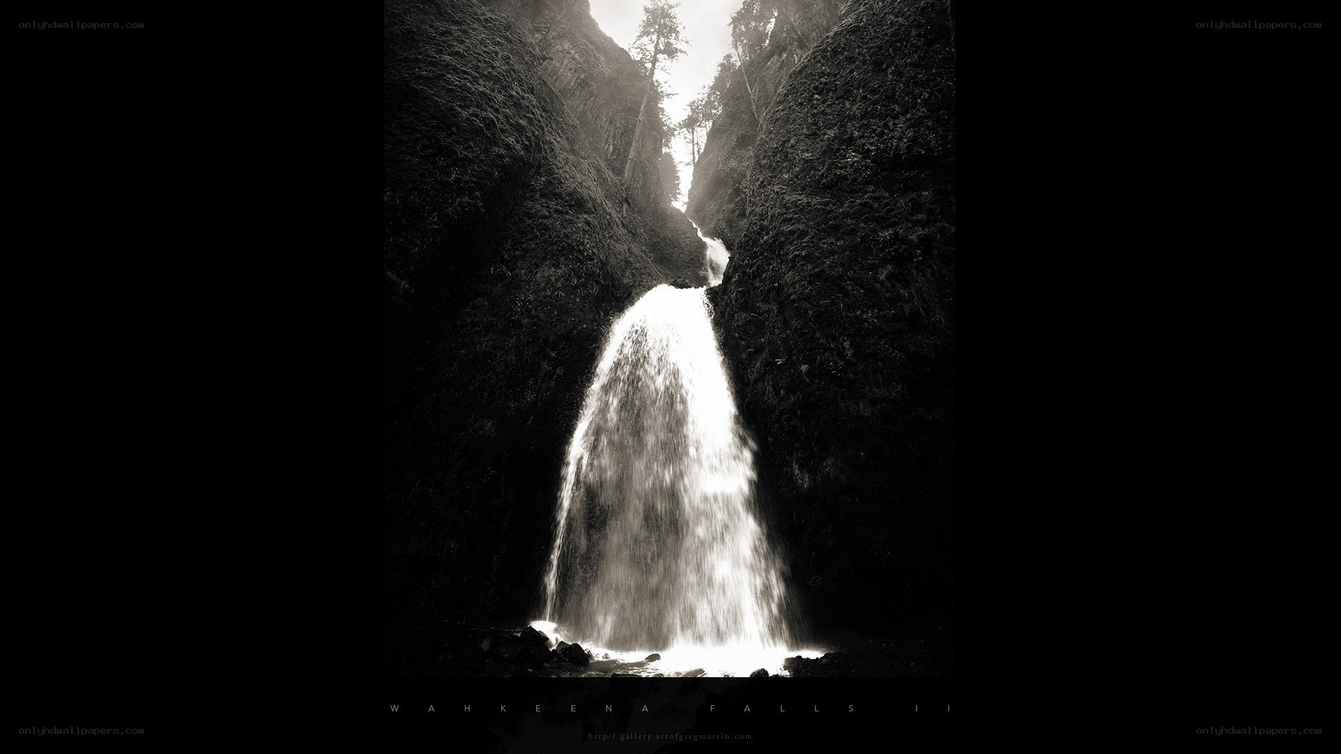 Wahkeena Falls in monochrome