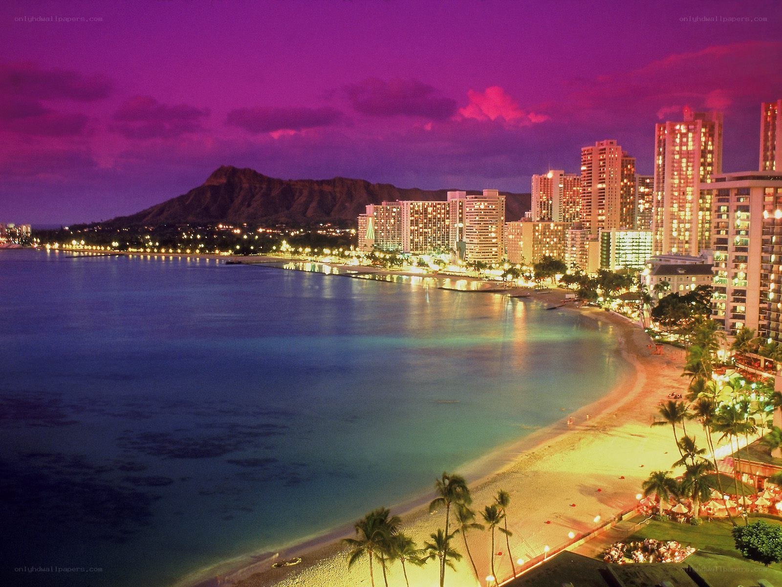 Waikiki Beach at dusk