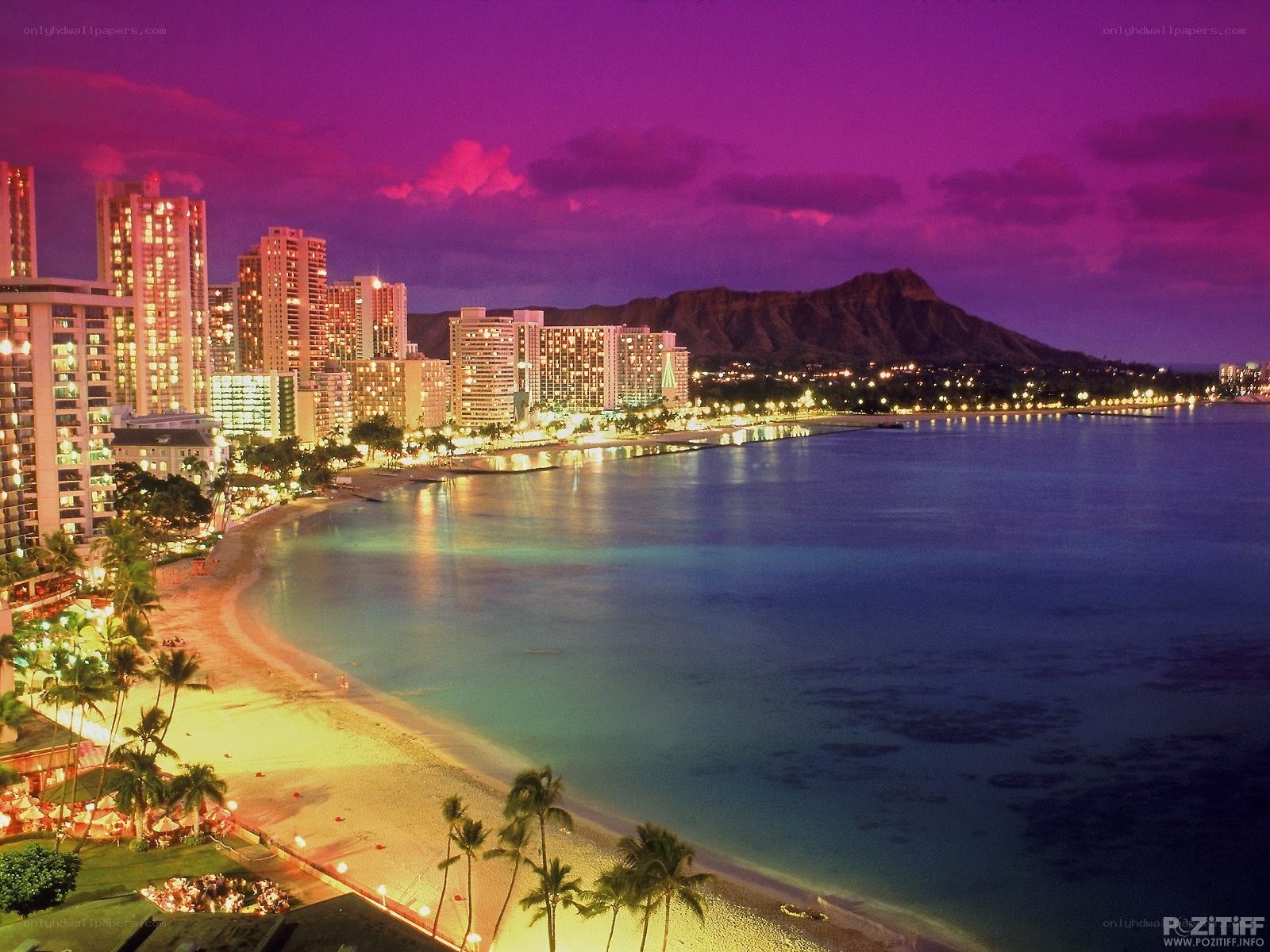 Waikiki Beach at dusk