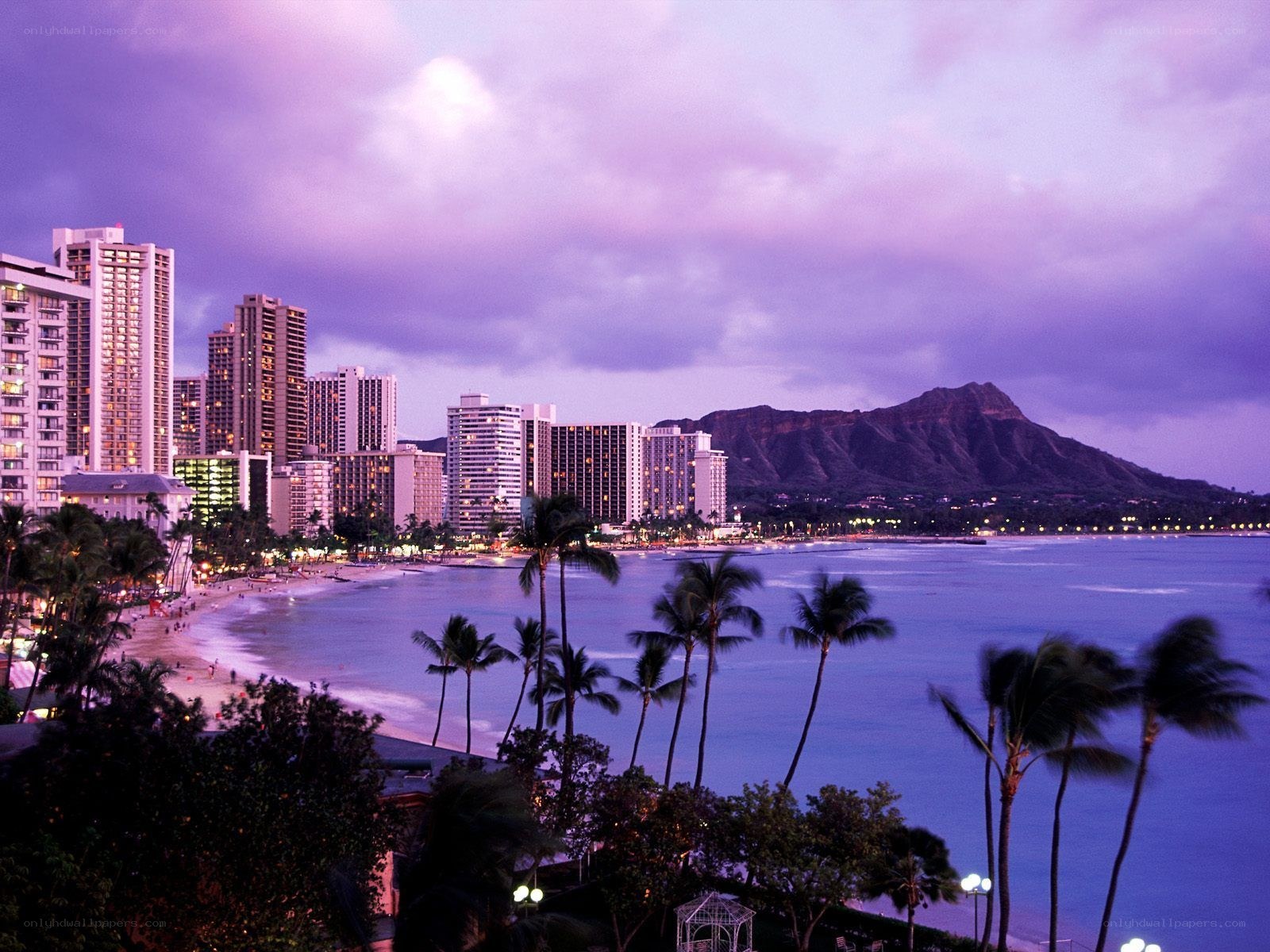Waikiki Beach at dusk