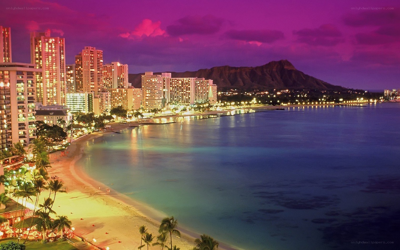 Waikiki Beach at dusk
