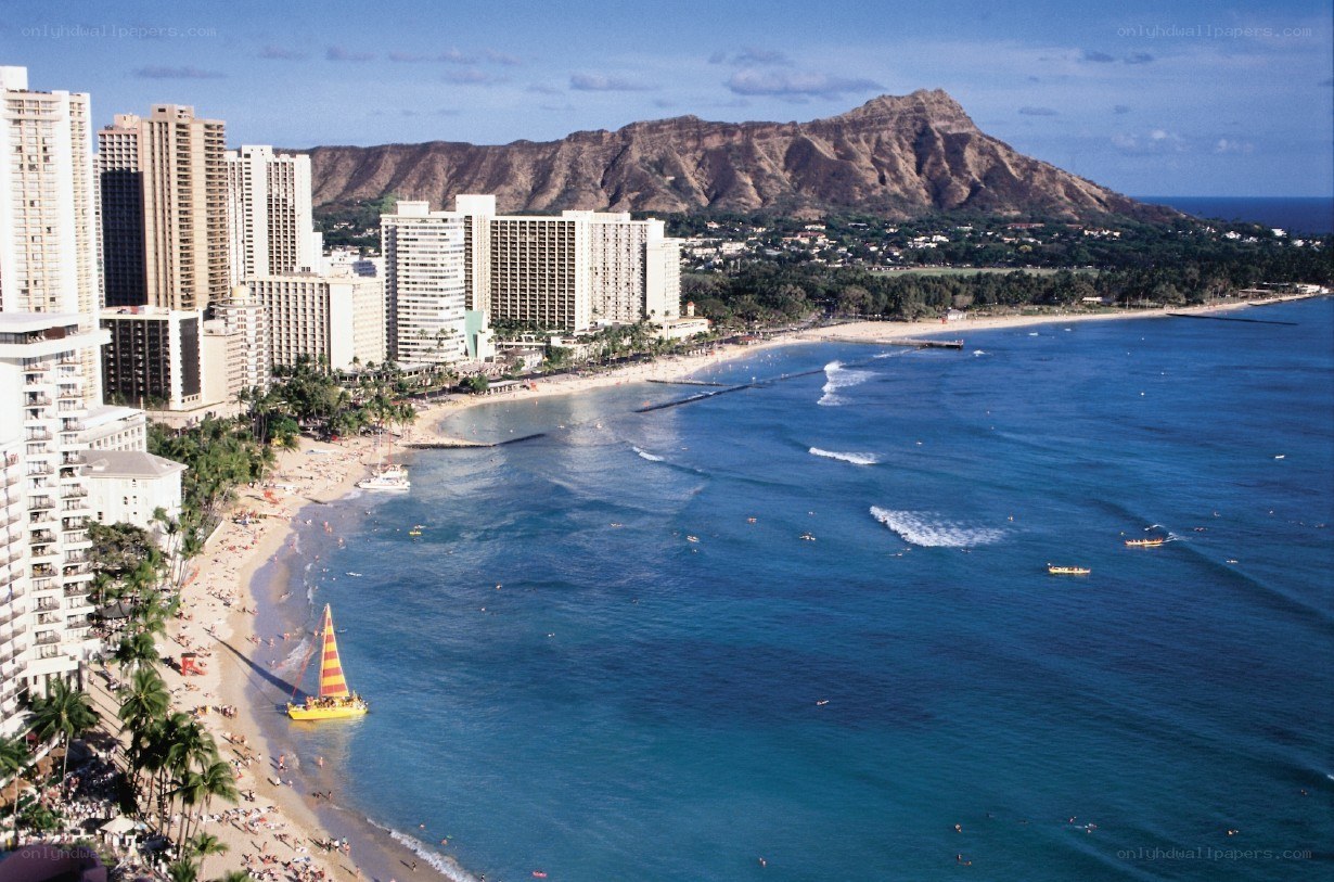 Waikiki Beach with Diamond Head