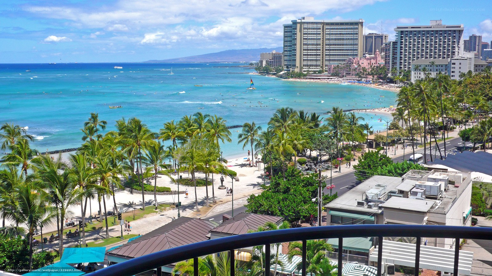 Waikiki Beach with palm trees