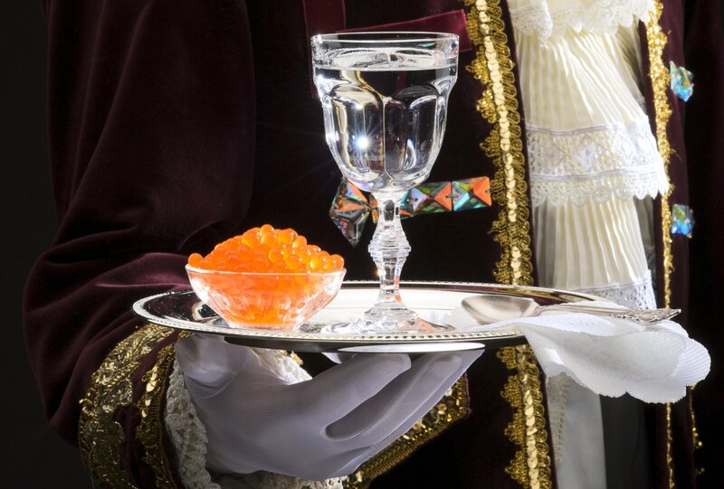 Waiter Holding Caviar Tray