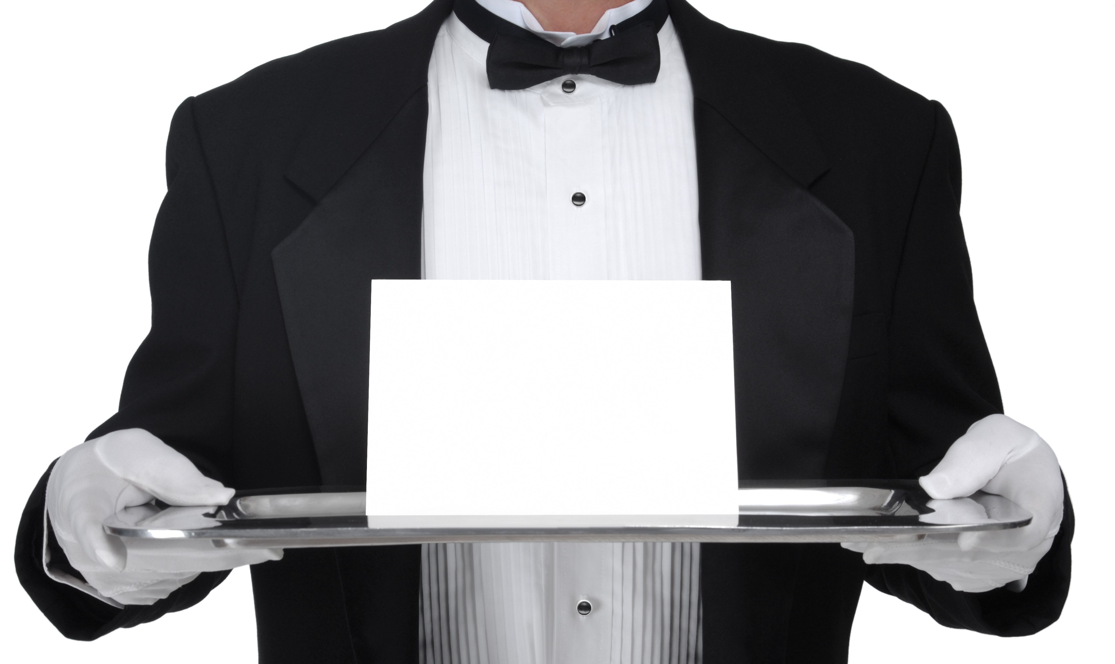 waiter holding tray
