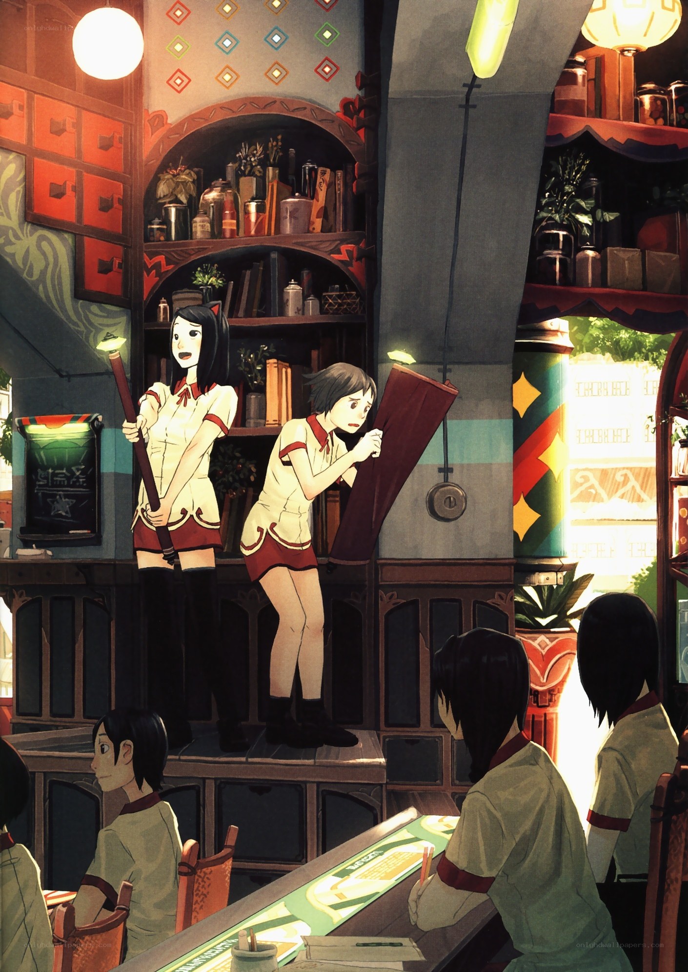 Waitresses in a cozy restaurant