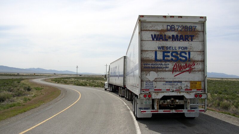 Wal-Mart truck on a desert road