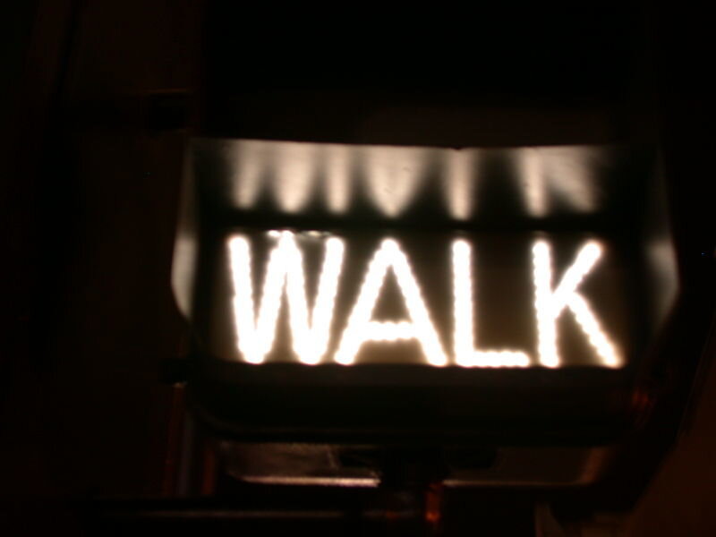 Walk Sign at Night