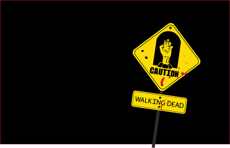 Walking Dead caution sign