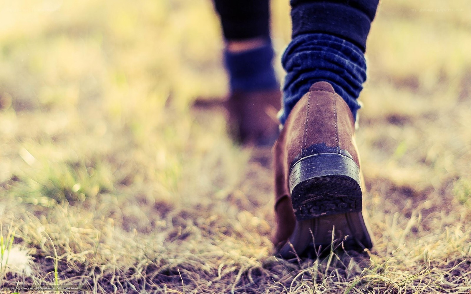 walking on grass in boots