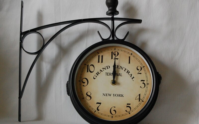Wall Clock on Bracket — Black