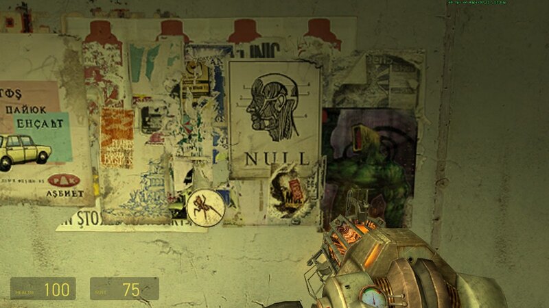 wall covered in posters