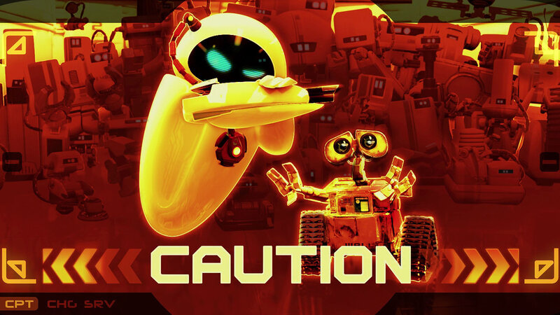 Wall-E and Eve caution scene