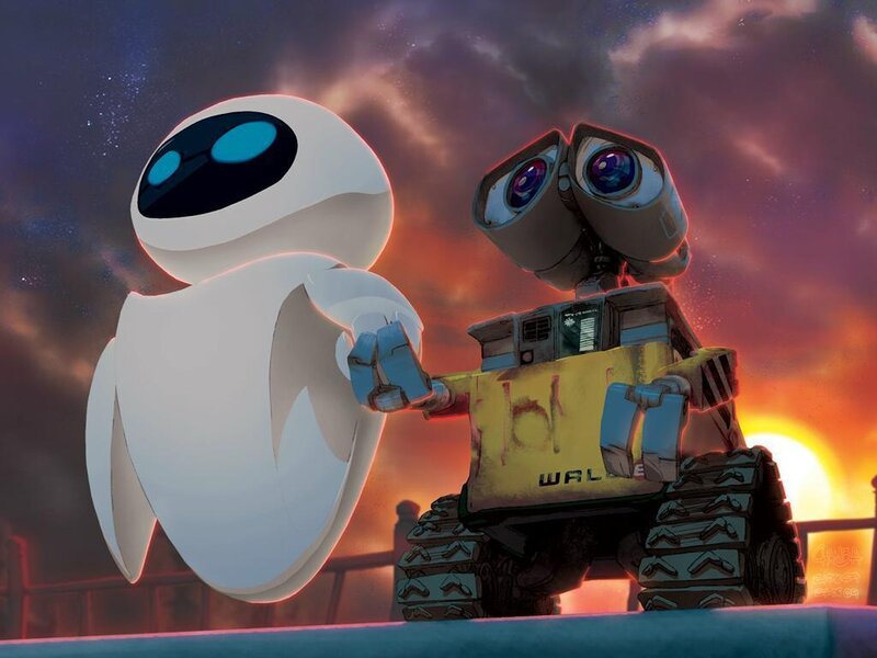 Wall-E and Eve on a sunset