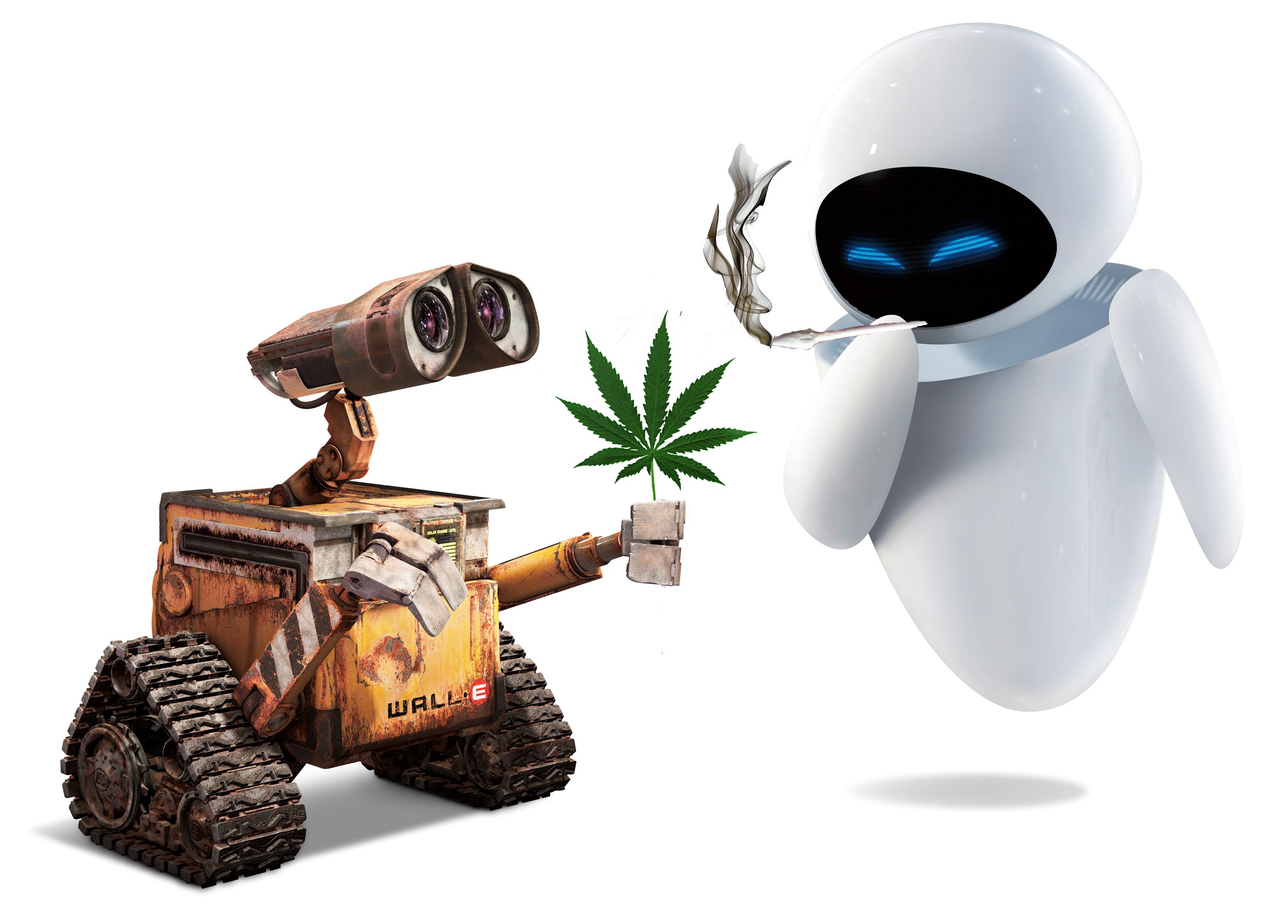 Wall-E and Eve sharing a joint