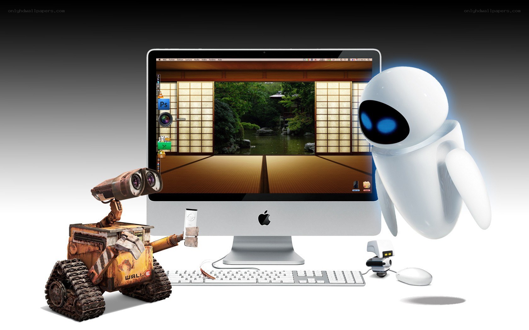 Wall-E and Eve with iMac