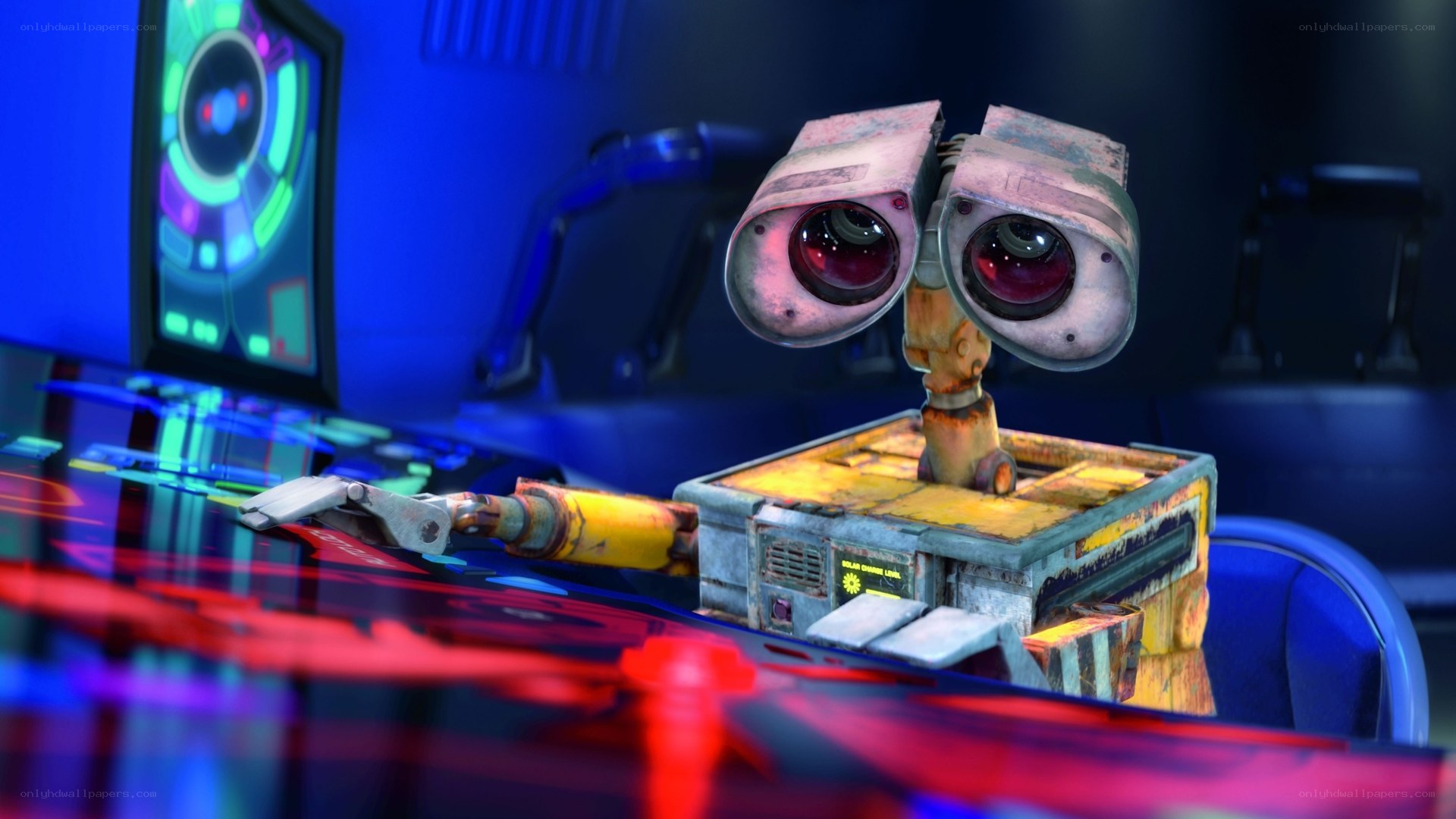 Wall-E in a control room