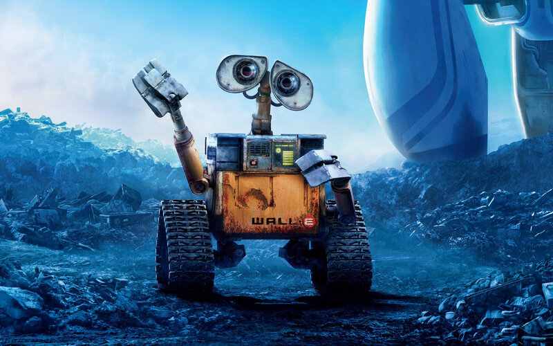 Wall-E in a junkyard