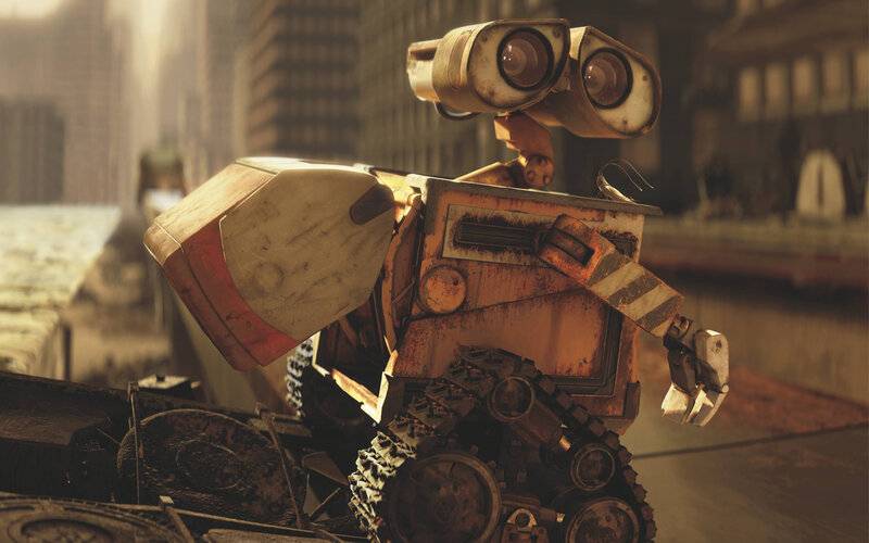 Wall-E in a junkyard