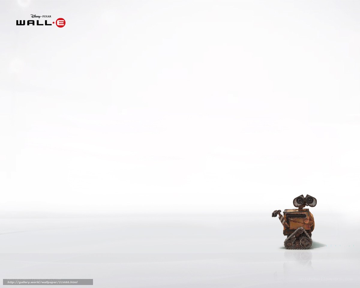 Wall-E in a vast white space