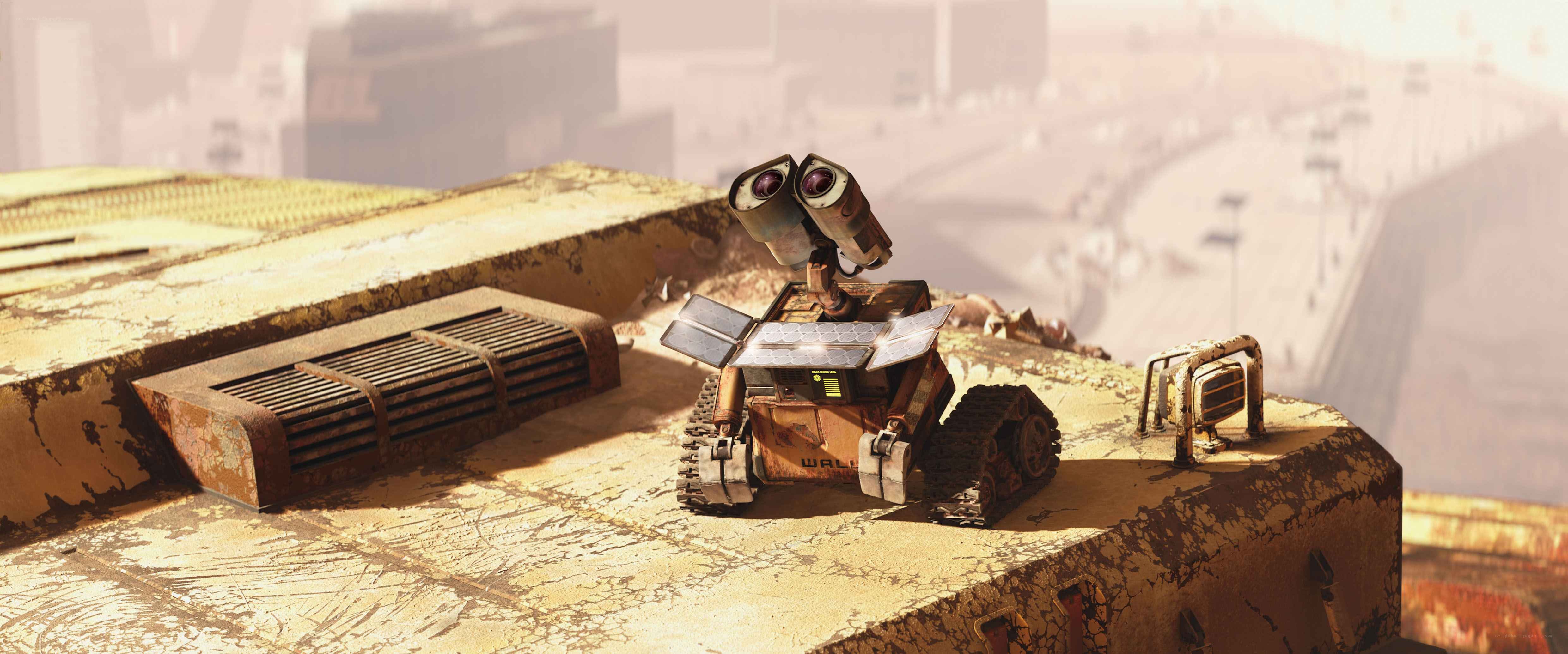 Wall-E on a rusty rooftop