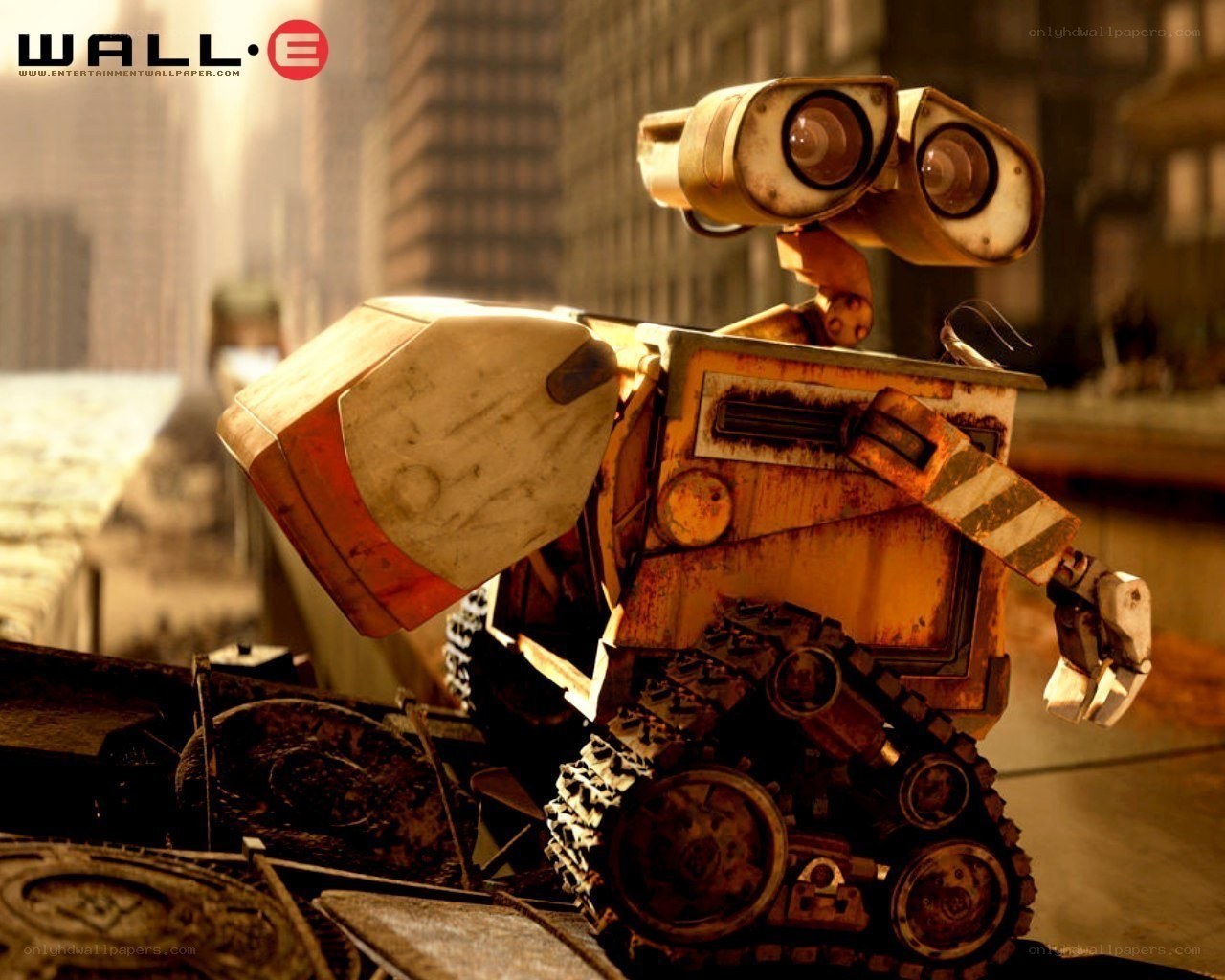 Wall-E robot in a junkyard