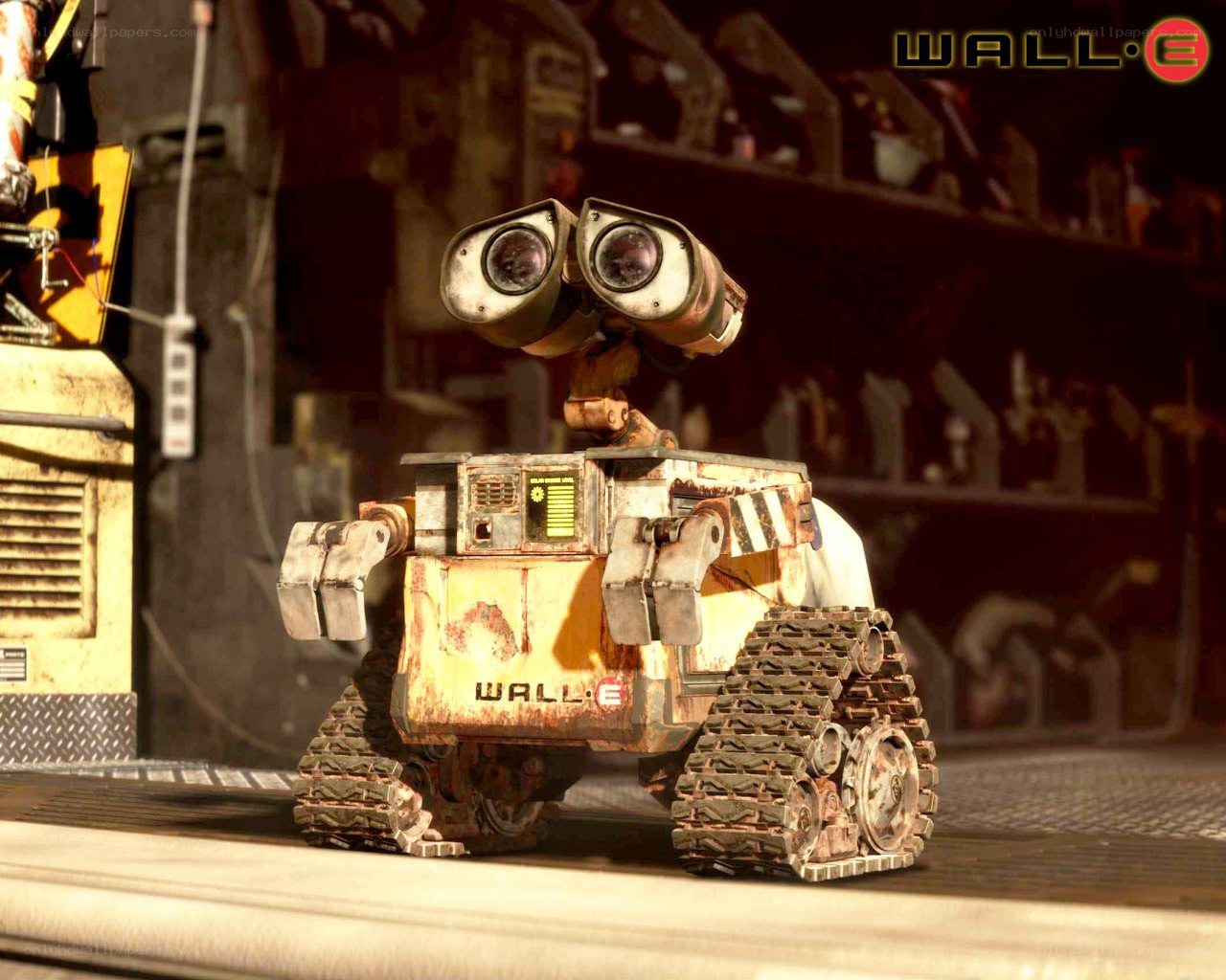 Wall-E robot in a junkyard