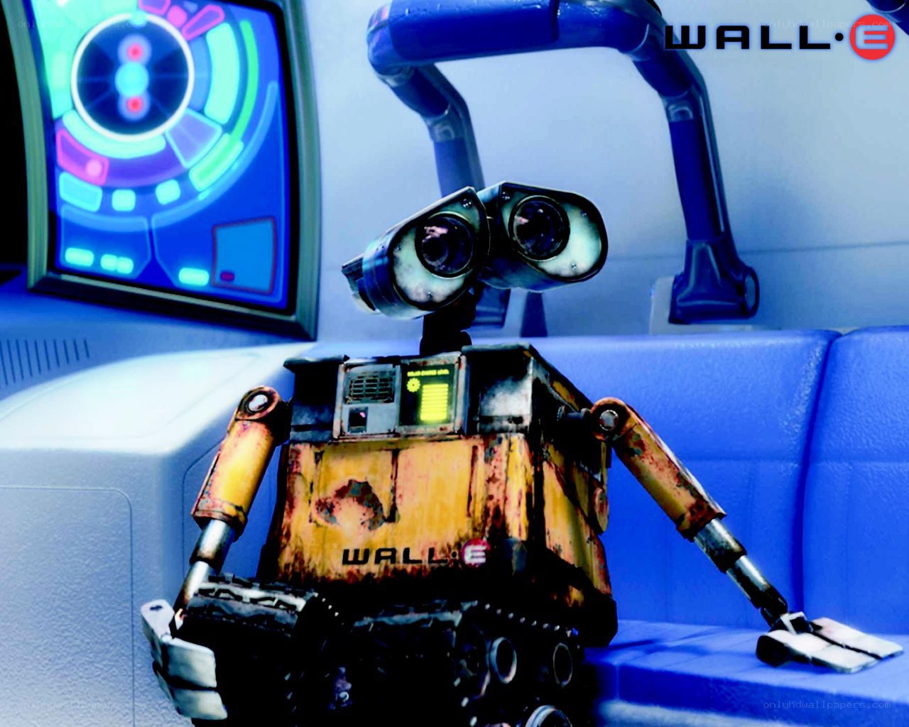 Wall-E robot in cockpit
