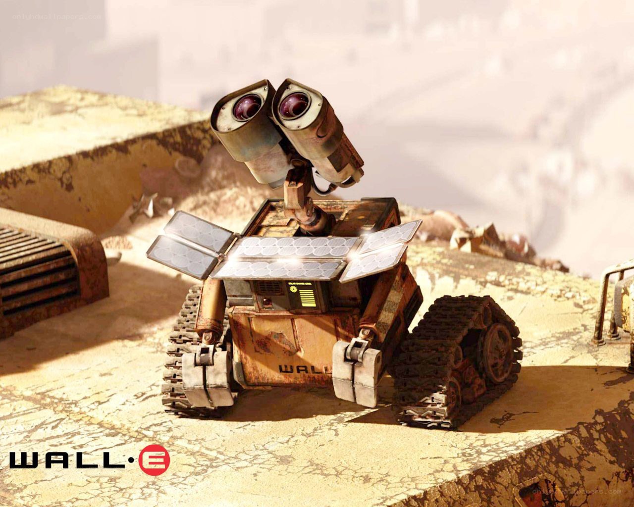 Wall-E robot on a desolate planet