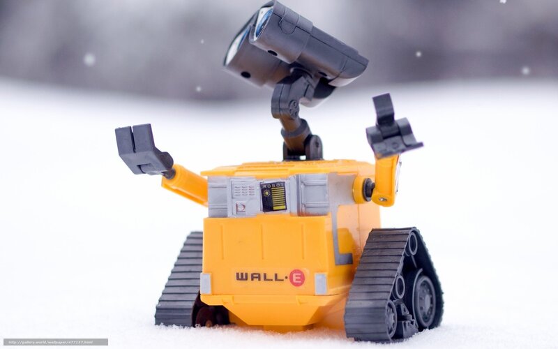 Wall-E toy in the snow